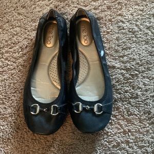 Black ballet flats, pleather, size 8.5